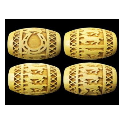 万事が馬九(うまく)行く九頭の馬3色柘植(つげ)ブレスレット