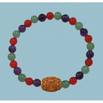 万事が馬九(うまく)行く九頭の馬3色柘植(つげ)ブレスレット