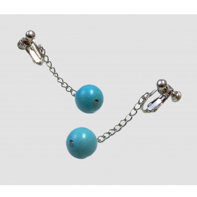 ターコイズブルーのSwingイヤリング　10mmラウンド