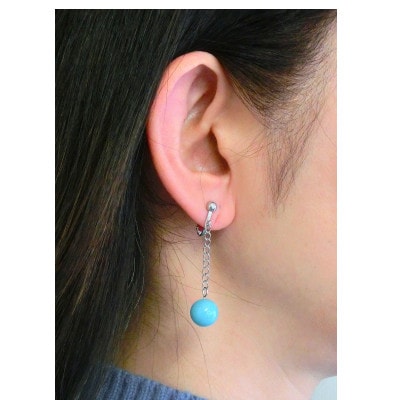 ターコイズブルーのSwingイヤリング　10mmラウンド