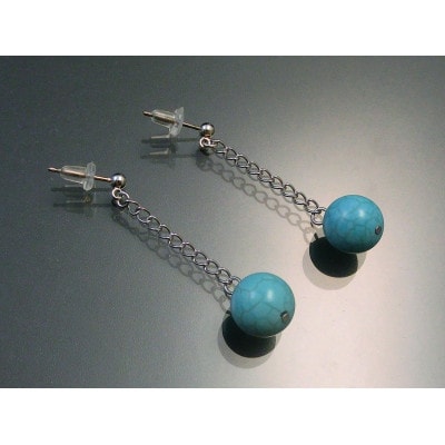 ターコイズブルーのSwing10mm玉ピアス