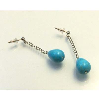 ターコイズブルーのSwing雫ピアス