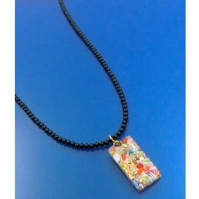 ベネチアンガラス使いのブラックオニキスネックレス〈宝石〉