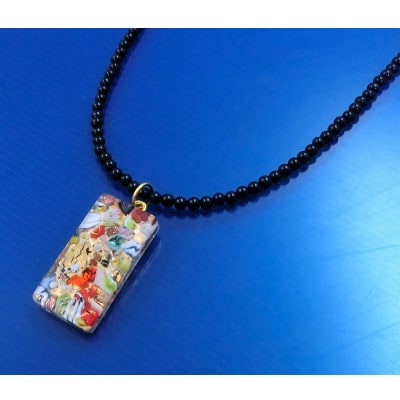 ベネチアンガラス使いのブラックオニキスネックレス〈宝石〉