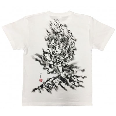 手描きTシャツ 仏画 蔵王権現 白 (半袖 Mサイズ)