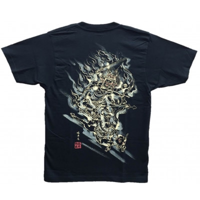 手描きTシャツ 仏画 大威徳明王 黒 (半袖 Mサイズ) | 大阪府和泉