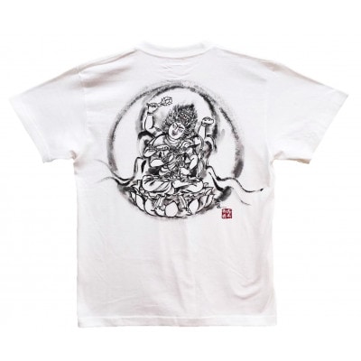 手描きTシャツ 仏画 愛染明王 白 (半袖 Sサイズ)