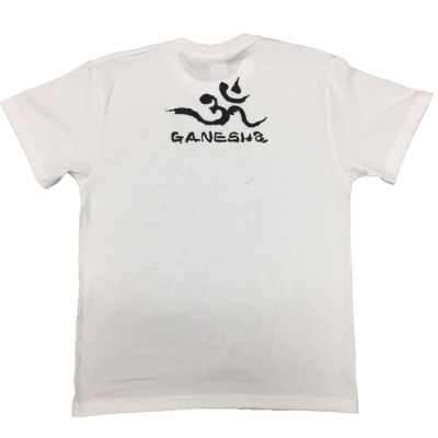 手描きTシャツ 仏画 ガネーシャ 白 (半袖 XLサイズ)