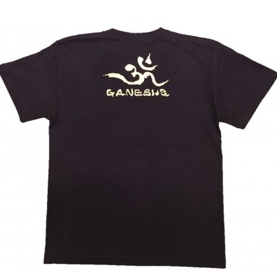 手描きTシャツ 仏画 ガネーシャ 黒 (半袖 Mサイズ)