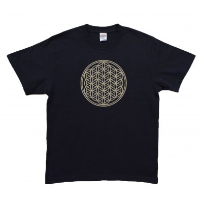 Tシャツ フラワー・オブ・ライフ 姫川薬石 ネイビー (半袖 Lサイズ)