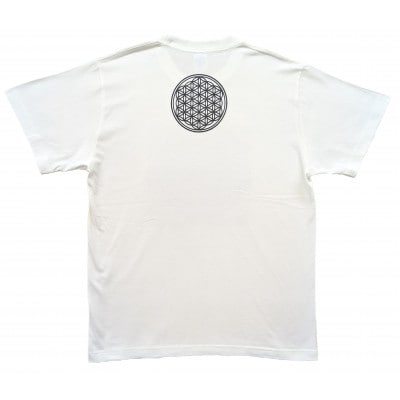 Tシャツ フラワー・オブ・ライフ 麻炭 白 (半袖 160サイズ)