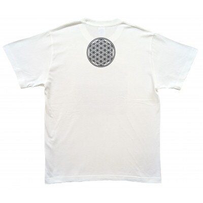 Tシャツ フラワー・オブ・ライフ 麻炭 白 (半袖 Sサイズ)