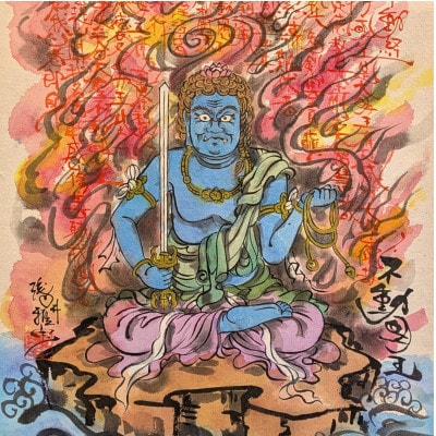手描き 掛け軸 不動明王