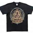 手描きTシャツ 仏画 大日如来 金剛界 黒 (半袖 XLサイズ)