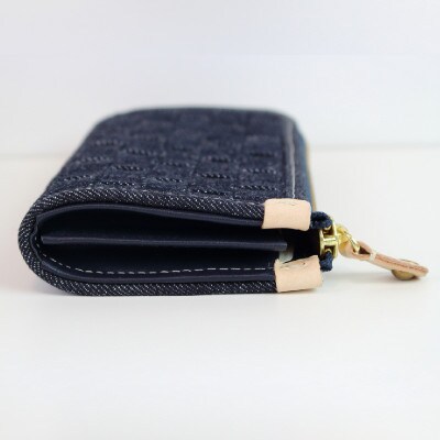 【デニム 長財布】クロキデニム ロングウォレット メッシュ 本革 ヌメ革 インディゴ【akrw-2】