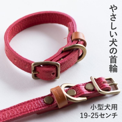首輪 本革 イタリアンレザー レッド 小型犬用 (19-25センチ)ペット用品【dc-01ss】