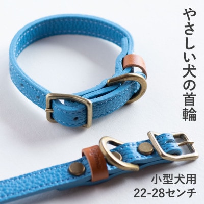 首輪 本革 イタリアンレザー ブルー 小型犬用 (22-28センチ)ペット用品【dc-01ss】