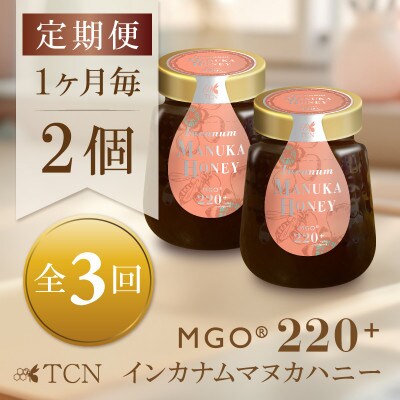 【毎月定期便】インカナム マヌカハニー【MGO220+】250g×2個　全3回