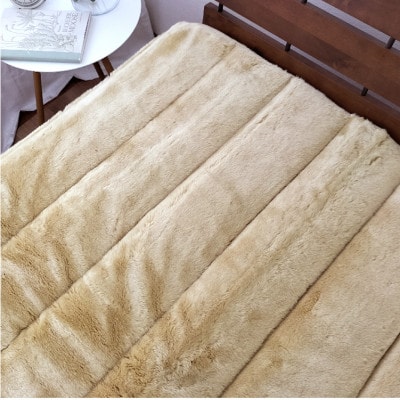 【シングル】銀イオン加工シート入り　ミンクファー敷パッド〈ベージュ〉　GFP-20S-BE