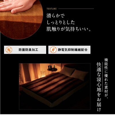 【180×85cm】やわらかプレミアムボア電気毛布 アートストライプ SB-20SL05-BR