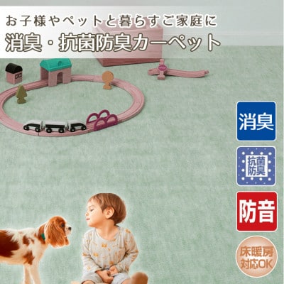 【3畳】お子様やペットと暮らすご家庭の快適カーペット グリーン(エミリア3畳GR)