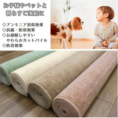 【3畳】お子様やペットと暮らすご家庭の快適カーペット グリーン(エミリア3畳GR)