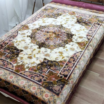【ダブルサイズ】贅沢カシミヤウール混わた入り嵩高毛布 ワイン1枚  CAK-1531
