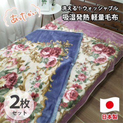 【シングル2枚組】洗える 吸湿発熱 軽量あったか毛布 MO-6062-2P