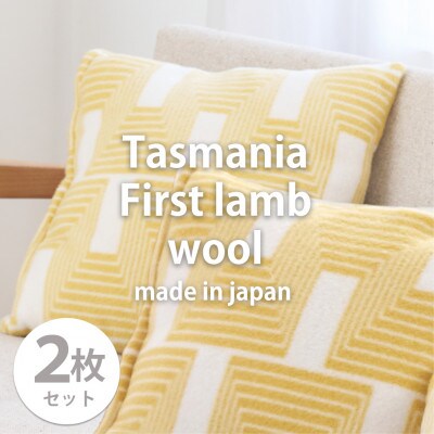 【2枚組】洗えるタスマニアラムウール混クッションカバー 45×45cm YE OTW-4545-2P
