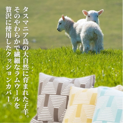 【2枚組】洗えるタスマニアラムウール混クッションカバー 45×45cm YE OTW-4545-2P