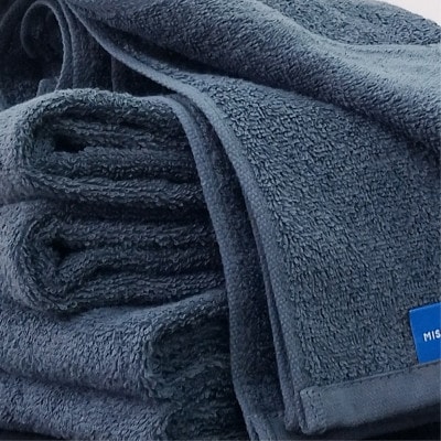 【フェイス4枚・バス2枚】『非ふわふわ派』のための瞬間吸水タオルセット(ダークネイビー)