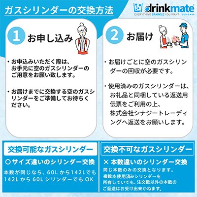 【2ヵ月毎定期便】ドリンクメイト　142Lシリンダー交換用全6回