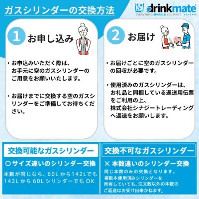 【2ヵ月毎定期便】ドリンクメイト アタッチメント付き 142Lシリンダー交換用全6回