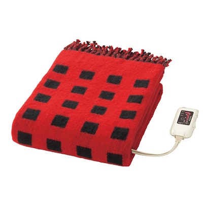 電気ひざ掛け/レッド　約140×82cm(房含む)