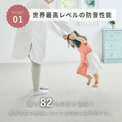 最大82%の音をカットする防音タイルカーペット「防音専科」48枚セット ホワイト【複数個口で配送】
