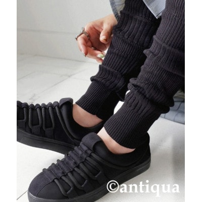 ふるさと納税 和泉市 【ANTIQUA/アンティカ】リブレギンス 綿混 ニット ブラック M(NA-00203-05-M) ANTIQUA/アンティカ】リブレギンス 綿混 ニット ブラック L(NA