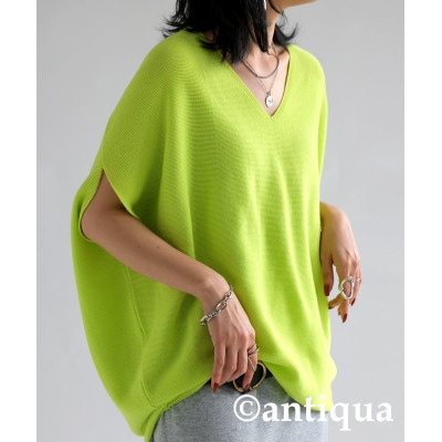 ふるさと納税 和泉市 【ANTIQUA/アンティカ】Vネック コクーンニットトップス 無地(PN-00097-22) ANTIQUA/アンティカ】Vネック コクーンニットトップス 無地(PN