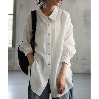 【ANTIQUA/アンティカ】シャツ リネン風 シアー(PK-01339-03-Onesize)
