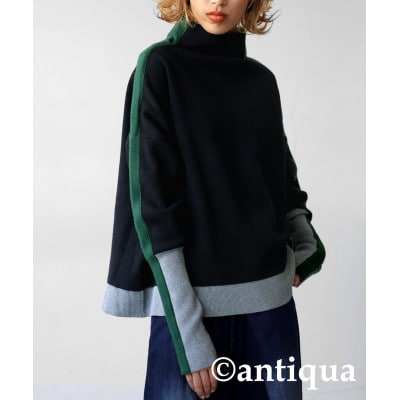 【ANTIQUA/アンティカ】配色ニット レディース トップス 長袖(PN-00403-05-F)