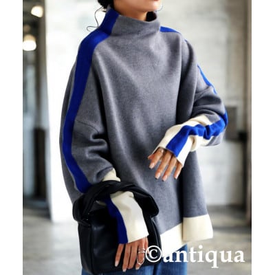 【ANTIQUA/アンティカ】配色ニット レディース トップス 長袖(PN-00403-15-F)
