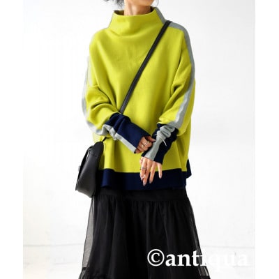 【ANTIQUA/アンティカ】配色ニット レディース トップス 長袖(PN-00403-46-F)