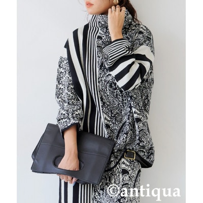 【ANTIQUA/アンティカ】柄ニット 長袖 ボトルネック(PN-00582-03-Onesize)