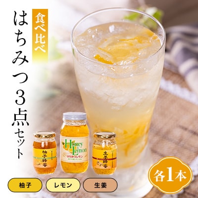 道の駅で大好評! 蜂蜜3点セット　柚子蜂蜜、生姜蜂蜜、レモン蜂蜜