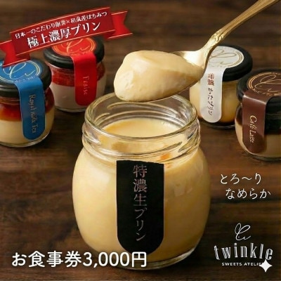 極上濃厚プリンも人気!和泉市のTWINKLE店舗で使えるお食事券3,000円分【ギフト・手土産に】