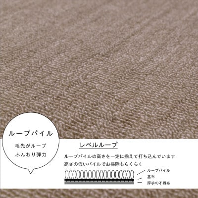カーペット 江戸間 6畳 防音 抗菌防臭 厚手 ツワブキ 261×352cm グレージュ 日本製