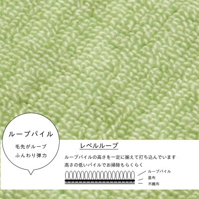 カーペット 日本製 防音 厚手 防ダニ プレミアムループ 261×352cm 江戸間 6畳 グリーン