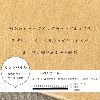 カーペット 日本製 厚手 防ダニ 防音ペットもよろこぶ 261×352cm 江戸間 6畳 ベージュ