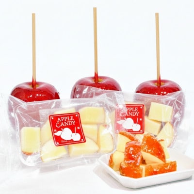 和泉市丸ごとりんご飴×3本・カットりんご飴100g×3袋(冷凍)