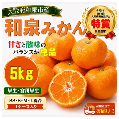 先行予約　大阪府和泉市産 宮川早生 和泉みかん 1ケース5Kg 11月中頃より発送