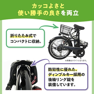 PELTECH 20インチ 折り畳み電動アシスト自転車 外装6段変速【簡易組立必要品】マットブラック